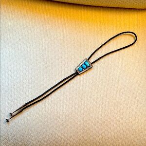 Turquoise & Sterling Silver Bolo Leather Tie...Vintage!